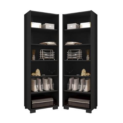 Conjunto de Livreiros Anastasia 6 Prateleiras 6 Nichos Preto Leão Móveis