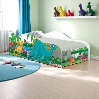 Mini Cama Infantil Dinossauro no Lago com Colchão MDF Branco Solteiro Casah