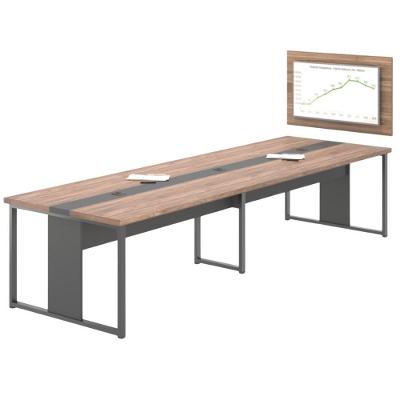 Mesa de Reunião e Painel para Tv Retangular Moderno MDP 360CM Noce Preto Casah