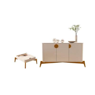 Conjunto de Mesa de Centro e Buffet Nexus MDF Off White Bechara Móveis
