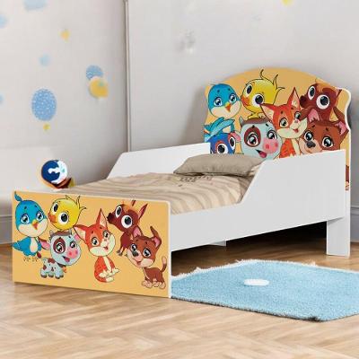 Cama Infantil Bichinhos com Colchão Mini Cama MDF Branco Cambel Móveis