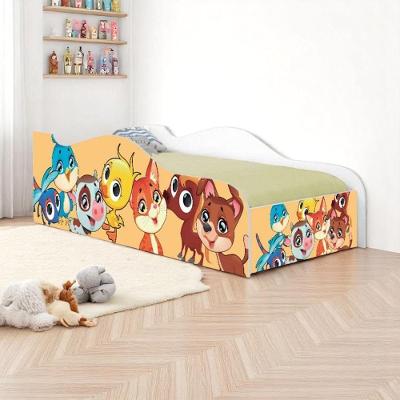 Cama Infantil Bichinhos com Adesivo Vinil MDF Branco Solteiro Casah