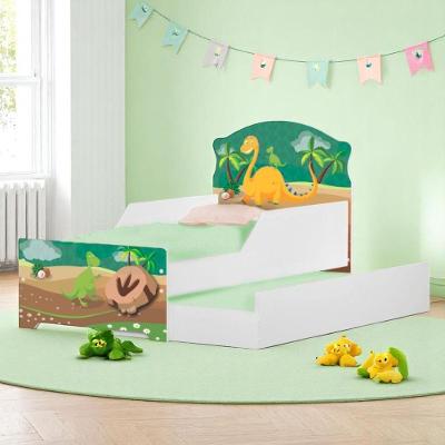 Bicama Infantil Dinossauro com Colchões MDF Branco Cambel Móveis