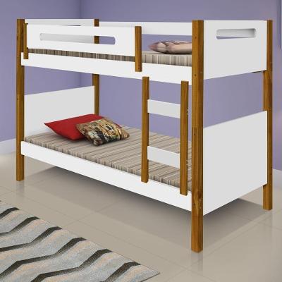 Beliche Solteiro Bruma Nobre Juvenil com Escada MDF Branco Divaloto Móveis