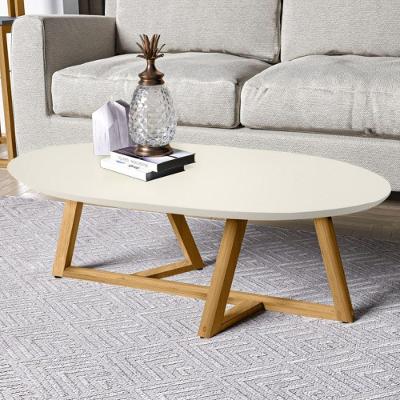Mesa de Centro Aurum Oval MDF Madeira 90CM Bege OFT Móveis