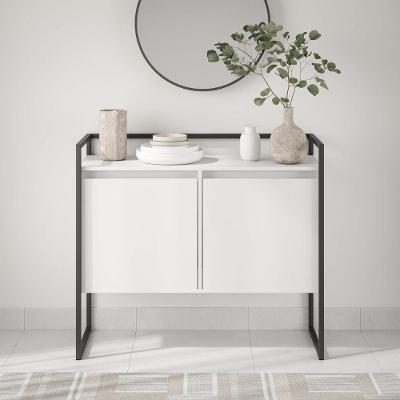 Buffet Gran Siena Gran Siena Industrial 2 Portas MDP 100,9CM Branco Preto