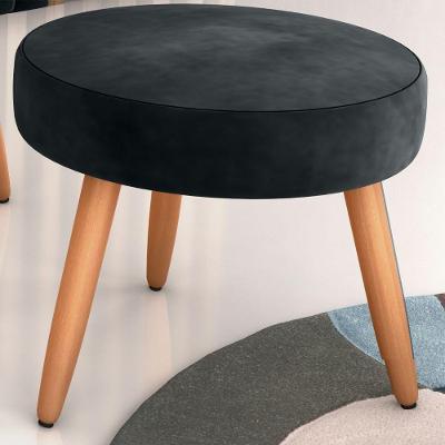Puff Viena para Sala Espuma D20 Veludo Inca Preto Matrix