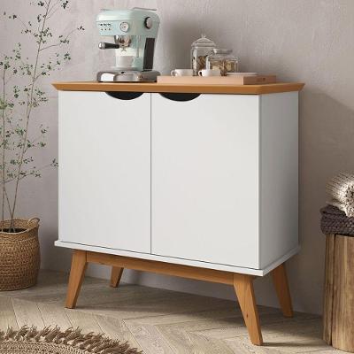Buffet Ébano 2 Portas MDF 81CM Branco Acetinado e Cinamomo Casah