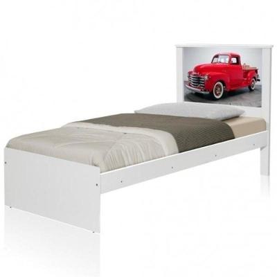 Cama Box Solteiro Carro Classic Red com Colchão Espuma Casah