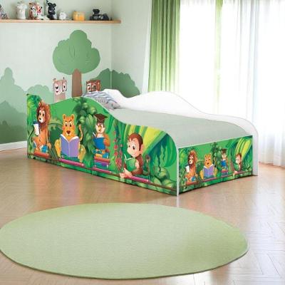 Cama Solteiro Infantil Safari e Zoológico MDF Branco com Colchão Casah