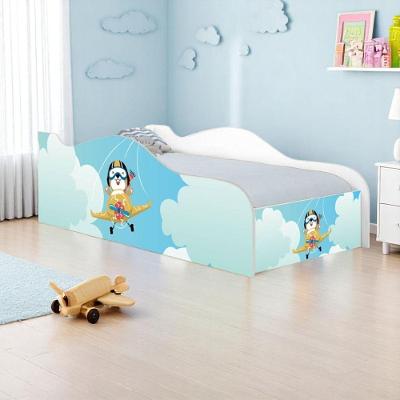 Mini Cama Infantil Ursinho Patrulheiro MDF Branco com Grade de Proteção Casah Solteiro
