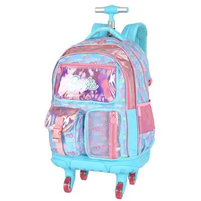 Mochila Rodinhas 360 Juvenil Luxcel MC49962BB Poliéster Azul e Pink Holográfica