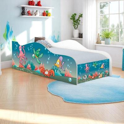 Cama Infantil Solteiro Aquário com Adesivo Bordas Arredondadas MDF Branco Casah 91,5CM