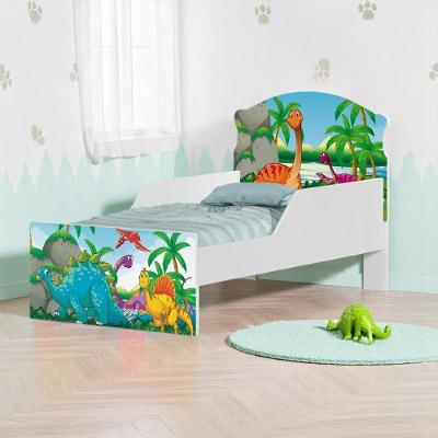 Cama Infantil Dinossauro no Lago com Colchão MDF Branco Solteiro Cambel Móveis