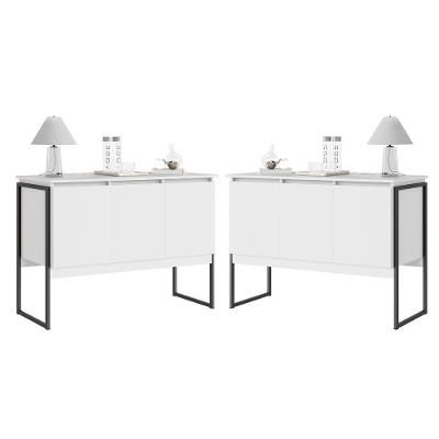 Buffet Conjunto Vila Serena 3 Portas MDP 120CM Branco Preto Casah