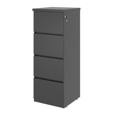 Arquivo Natura 4 Gavetas MDP Corrediça Metálica Preto Onix Plata Móveis