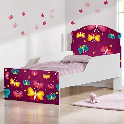 Cama Infantil Borboleta com Colchão Mini Cama MDF Branco Cambel Móveis