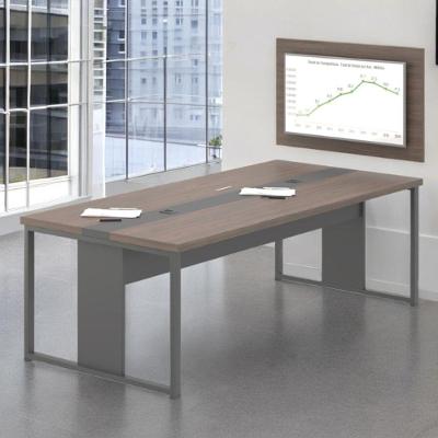 Mesa de Reunião com Painel para TV Retangular Moderno MDP Nogueira Preto Casah