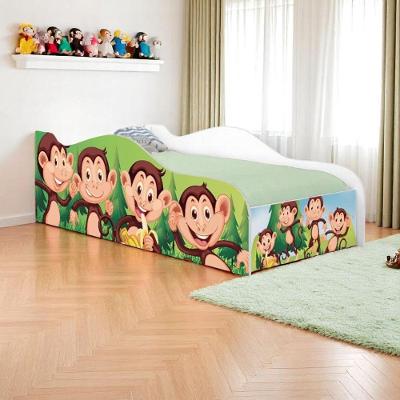 Cama Solteiro Infantil Cama Macacos Adesivo Vinil Bordas Arredondadas MDF Branco Casah