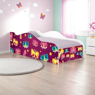 Cama Solteiro Infantil com Colchão Borboleta MDF Branco Casah