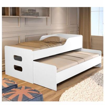 Cama Solteiro com Auxiliar Cama Málaga Estrutura MDF Branco 2 Camas Basoto Brasil
