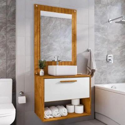 Conjunto para Banheiro Lumora Pérola 1 Porta 1 Prateleira MDP MDF 60CM Marrom