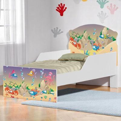 Cama Infantil Vida no Mar Mini Cama MDF Branco Cambel Móveis