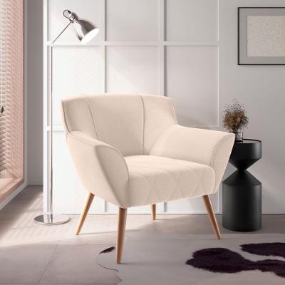 Poltrona Domus Prime para Sala Linho Bege Framar 82CM 120kg