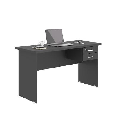Mesa com Gaveteiro Retangular Escrivaninha com Gavetas 2 MDP 120CM Preto Onix Plata Móveis