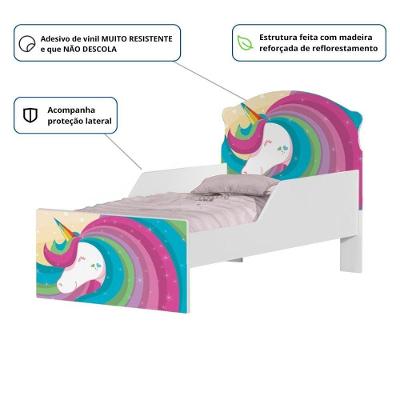 Bicama Infantil Unicórnio Arco Íris com Colchões MDF Branco Cambel Móveis
