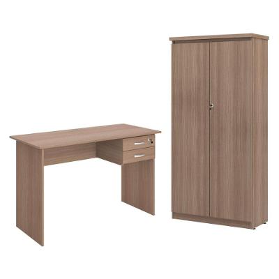 Escrivaninha e Armário para Escritório Jogo de Escritorio França Montana 2 Portas 2 Gavetas MDP 82CM