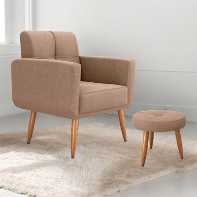 Poltrona e Puff Valência para Sala Boucle Marrom Matrix