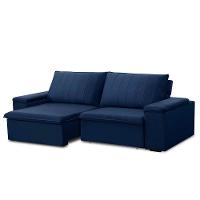 Sofá Retrátil E Reclinável 2 Lugares 205cm Kent Porta Copos No Braço Veludo Azul G22 Gran Belo - 1