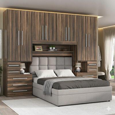 Guarda Roupa Casal King Size 1223SK 10 Gavetas MDF-MDP Amadeirado Laqueado Móveis Ilan