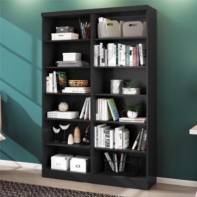 Kit 02 Livreiros Springs 4 Prateleiras MDP Preto Fosco Qmovi