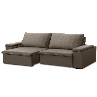 Sofá Retrátil E Reclinável 2 Lugares 205cm Kent Porta Copos No Braço Veludo Castor G22 - Gran Belo