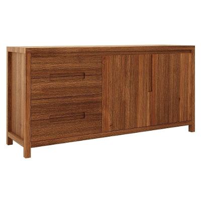 Buffet Balcão 1553N 2 Portas 2 Prateleiras Madeira Maciça com Dobradiças Amortecidas Rustico Escuro