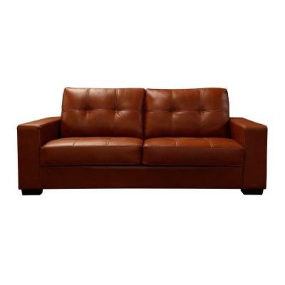 Sofá Olga 2 Lugares Fixo 206CM Marrom Couro Sallar Home para Sala Moderna