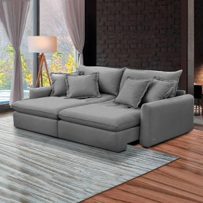 Sofá Sydney 2 Lugares Retrátil e Reclinável 210cm Grafite Veludo Gran Belo