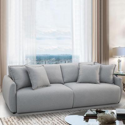 Sofá Cama Timan Bipartido Reclinável 250cm Linho Cinza Gran Belo