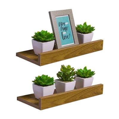 Prateleira Kit 2 Porta Quadros 30X10CM MDP Suporte Invisível Sala Marrom Mercado das Prateleiras