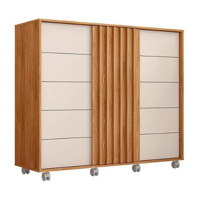 Cômoda Goslar 5 Gavetas MDP Puxador em MDF Freijo e Off White