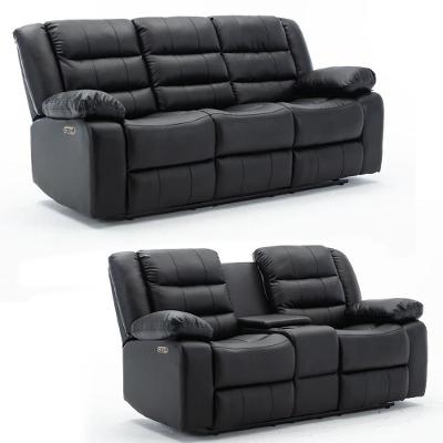 Sofás Hollywood 2 e 3 Lugares Elétrico Reclinável Preto Pu Gran Belo