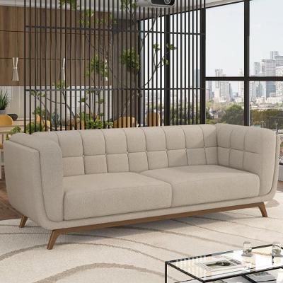 Sofá Rocket G45 3 Lugares 240cm Off White em Linho Base em Madeira Gran Belo