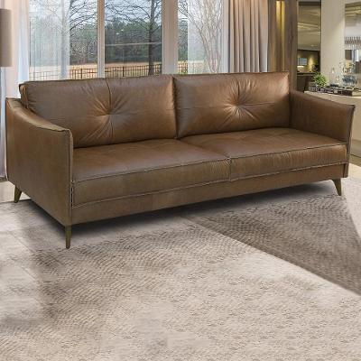 Sofá Peoria 3 Lugares 184cm Marrom Chocolate Manchado Couro Gran Belo