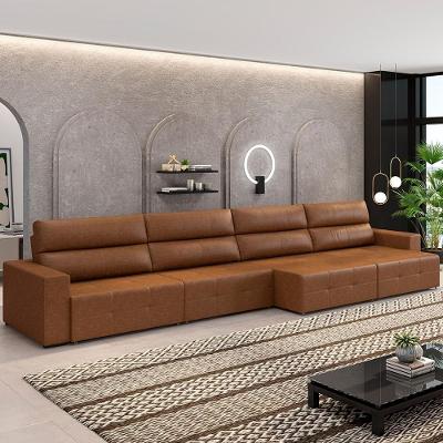 Sofá Nero Couro G52 6 Lugares Retrátil 364cm Caramelo Gran Belo