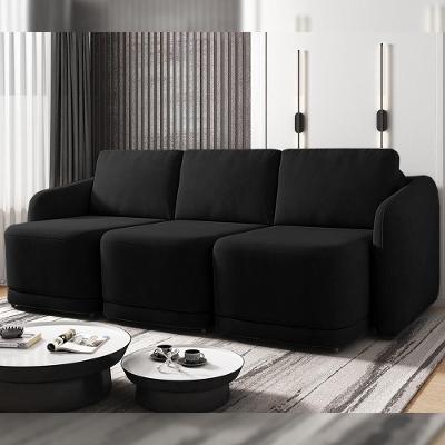 Sofá Cama Varsóvia G33 4 Lugares Retrátil e Reclinável Preto Veludo Gran Belo
