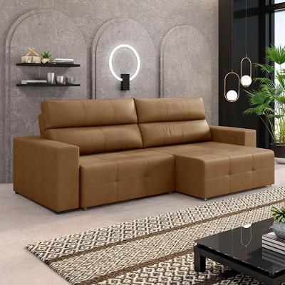Sofá Nero Couro G52 4 Lugares Retrátil 284cm Caramelo Gran Belo