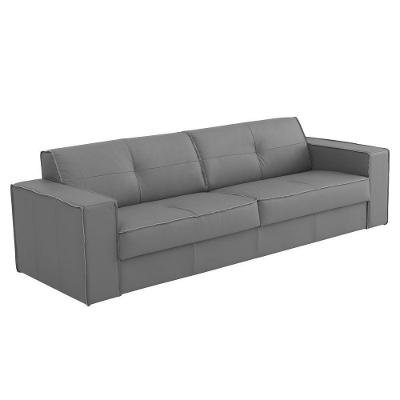Sofá Laus G43 3 Lugares 208cm Cinza em Couro para Sala de Estar Gran Belo