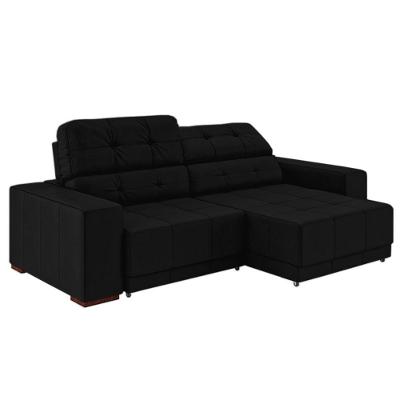 Sofá Lisboa G58 3 Lugares Retrátil e Reclinável 230cm Preto Couro Gran Belo